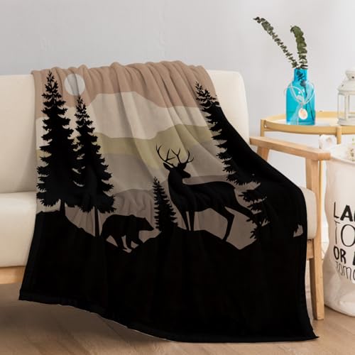 SJSXWQN Decke HirschbäR Kuscheldecke Flauschig für Couch und Bett Weich Warme Mikrofaser Wohndecke Fleecedecke als Tagesdecke Sofadecke Couchdecke - 180x240 cm von SJSXWQN