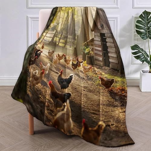 SJSXWQN Decke HüHnchen Kuscheldecke Flauschig für Couch und Bett Weich Warme Mikrofaser Wohndecke Fleecedecke als Tagesdecke Sofadecke Couchdecke - 180x240 cm von SJSXWQN