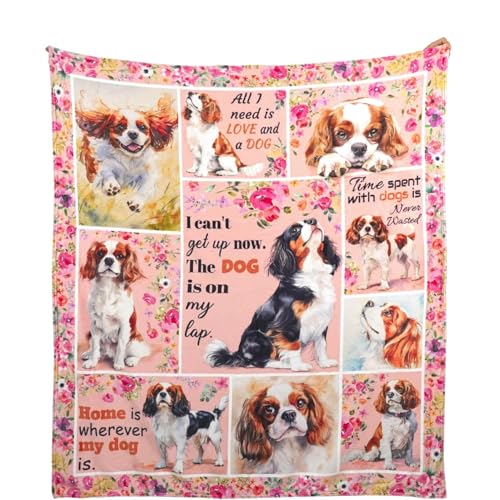 SJSXWQN Decke King Charles Spaniel Kuscheldecke Flauschig für Bett und Sofa Extra Weich Warme Mikrofaser Wohndecke Fleecedecke als Sofadecke Couchdecke Kuscheldecke - 180x200 cm von SJSXWQN