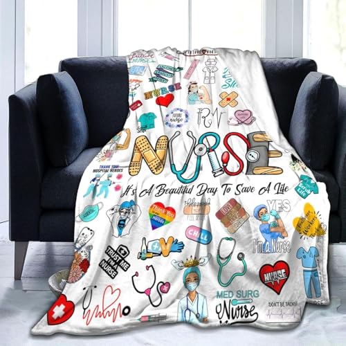 SJSXWQN Decke Krankenschwester Kuscheldecke Flauschig Extra Weich Warme Mikrofaser Wohndecke Fleecedecke für Tagesdecke Sofadecke Couchdecke Bettüberwurf - 130x150 cm von SJSXWQN