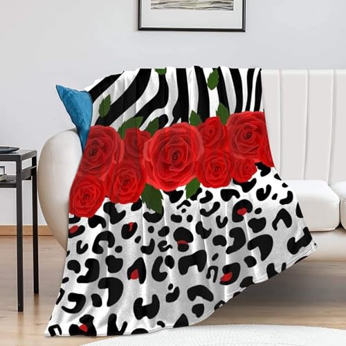 SJSXWQN Decke Leopardenmuster, Zebramuster Kuscheldecke Flauschig für Couch und Bett Weich Warme Mikrofaser Wohndecke Fleecedecke als Tagesdecke Sofadecke Couchdecke - 180x240 cm von SJSXWQN