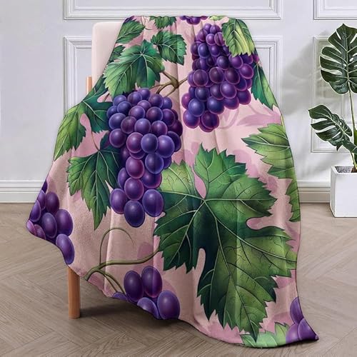 SJSXWQN Decke Lila Trauben Kuscheldecke Flauschig Extra Weich Warme Mikrofaser Wohndecke Fleecedecke für Tagesdecke Sofadecke Couchdecke Bettüberwurf - 130x150 cm von SJSXWQN