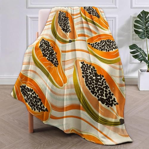 SJSXWQN Decke Papaya Kuscheldecke Flauschig für Couch und Bett Weich Warme Mikrofaser Wohndecke Fleecedecke als Tagesdecke Sofadecke Couchdecke - 180x240 cm von SJSXWQN