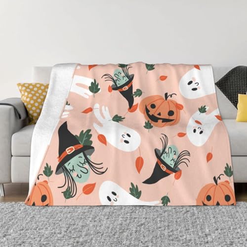 SJSXWQN Decke Rosa Halloween Kuscheldecke Flauschig für Couch und Bett Weich Warme Mikrofaser Wohndecke Fleecedecke als Tagesdecke Sofadecke Couchdecke - 180x240 cm von SJSXWQN