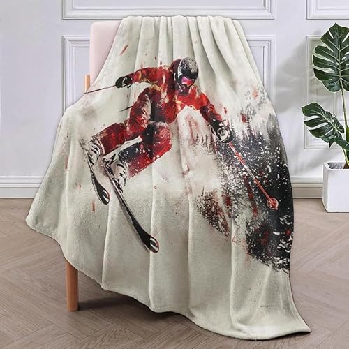 SJSXWQN Decke Skifahren Kuscheldecke Flauschig für Couch und Bett Weich Warme Mikrofaser Wohndecke Fleecedecke als Tagesdecke Sofadecke Couchdecke - 180x240 cm von SJSXWQN