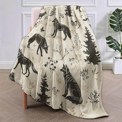 SJSXWQN Decke Wolf Kuscheldecke Flauschig für Couch und Bett Weich Warme Mikrofaser Wohndecke Fleecedecke als Tagesdecke Sofadecke Couchdecke - 180x240 cm von SJSXWQN