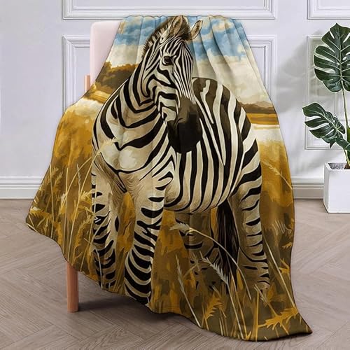 SJSXWQN Decke Zebra Kuscheldecke Flauschig für Bett und Sofa Extra Weich Warme Mikrofaser Wohndecke Fleecedecke als Sofadecke Couchdecke Kuscheldecke - 180x200 cm von SJSXWQN