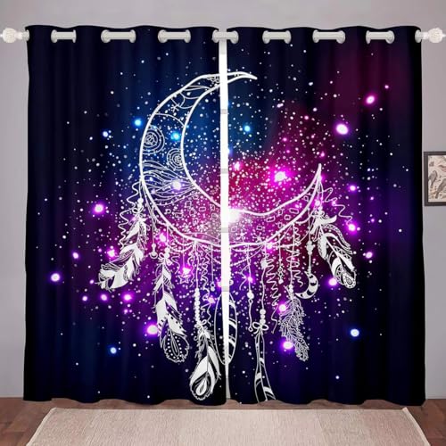 SJSXWQN Gardinen TraumfäNger Vorhänge mit Ösen Vorhang Blickdicht Thermo Verdunklungsvorhänge Schiebegardinen für Schlafzimmer Wohnzimmer H 220 x B 140 cm 2er Set von SJSXWQN