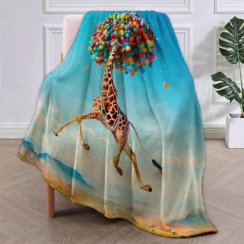 SJSXWQN Kuscheldecke Blaue Giraffe Kuscheldecke Flauschig für Couch und Bett Weich Warme Mikrofaser Wohndecke Fleecedecke als Tagesdecke Sofadecke Couchdecke - 150x200 cm von SJSXWQN
