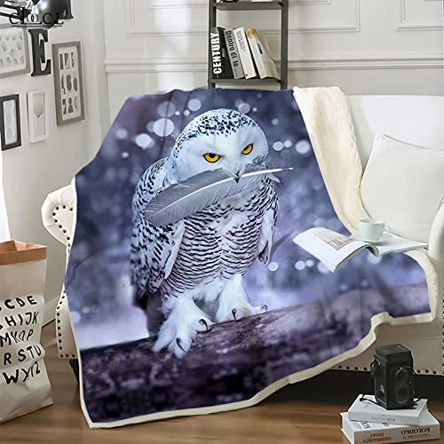 SJSXWQN Kuscheldecke Blaue Schneeeule Kuscheldecke Flauschig für Couch und Bett Weich Warme Mikrofaser Wohndecke Fleecedecke als Tagesdecke Sofadecke Couchdecke - 150x200 cm von SJSXWQN