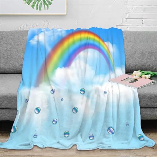 SJSXWQN Kuscheldecke Blauer Regenbogen Kuscheldecke Flauschig für Couch und Bett Weich Warme Mikrofaser Wohndecke Fleecedecke als Tagesdecke Sofadecke Couchdecke - 150x200 cm von SJSXWQN