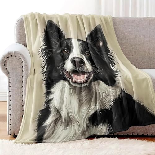 SJSXWQN Kuscheldecke Border Collie Kuscheldecke Flauschig für Couch und Bett Super Weiche Warme Flanell Fleecedecke als Sofaüberwurf Tagesdecke Wohnzimmerdecke - 100x130 cm von SJSXWQN