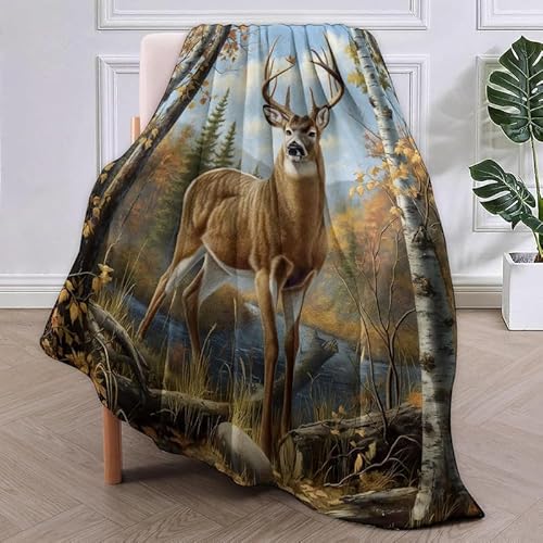 SJSXWQN Kuscheldecke Brauner Hirsch Kuscheldecke Flauschig für Couch und Bett Super Weiche Warme Flanell Fleecedecke als Sofaüberwurf Tagesdecke Wohnzimmerdecke - 100x130 cm von SJSXWQN