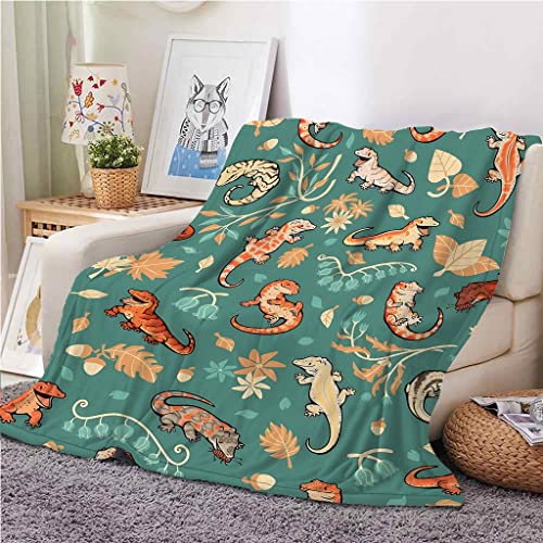 SJSXWQN Kuscheldecke GrüNer Gecko Kuscheldecke Flauschig Extra Weich Warme Mikrofaser Wohndecke Fleecedecke als Tagesdecke Sofadecke Couchdecke Bettüberwurf - 200x230 cm von SJSXWQN