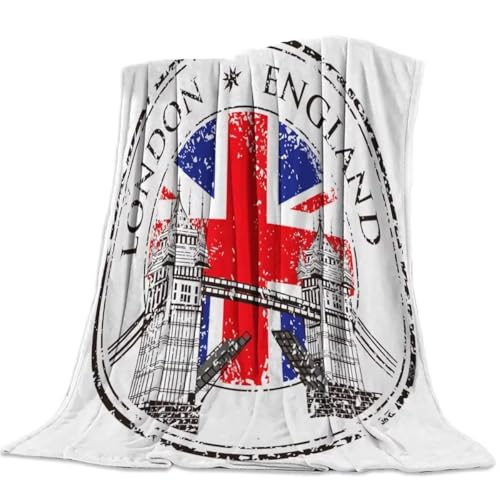 SJSXWQN Kuscheldecke London, GroßBritannien Kuscheldecke Flauschig Extra Weich Warme Mikrofaser Wohndecke Fleecedecke als Tagesdecke Sofadecke Couchdecke Bettüberwurf - 180x220 cm von SJSXWQN