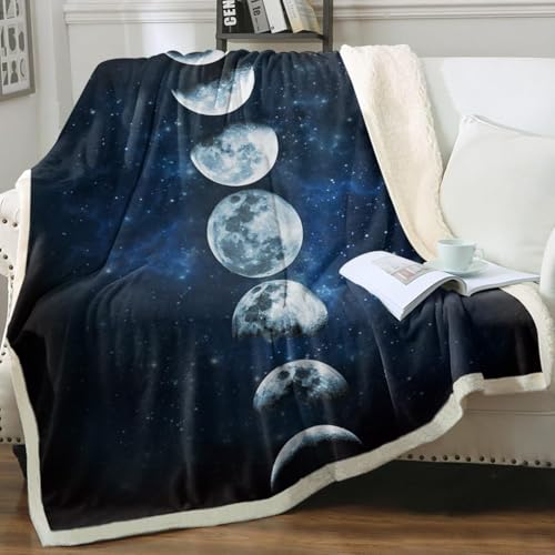 SJSXWQN Kuscheldecke Mond Kuscheldecke Flauschig Extra Weich Warme Mikrofaser Wohndecke Fleecedecke als Tagesdecke Sofadecke Couchdecke Bettüberwurf - 180x220 cm von SJSXWQN