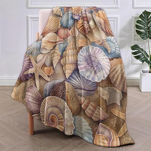 SJSXWQN Kuscheldecke Muschel Kuscheldecke Flauschig Extra Weich Warme Mikrofaser Wohndecke Fleecedecke als Tagesdecke Sofadecke Couchdecke Bettüberwurf - 180x220 cm von SJSXWQN