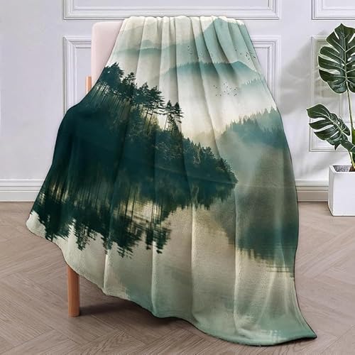 SJSXWQN Kuscheldecke Nebelwald Kuscheldecke Flauschig für Couch und Bett Super Weiche Warme Flanell Fleecedecke als Sofaüberwurf Tagesdecke Wohnzimmerdecke - 100x130 cm von SJSXWQN