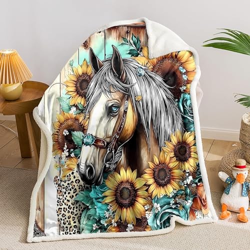 SJSXWQN Kuscheldecke Pferd Kuscheldecke Flauschig Extra Weich Warme Mikrofaser Wohndecke Fleecedecke als Tagesdecke Sofadecke Couchdecke Bettüberwurf - 180x220 cm von SJSXWQN
