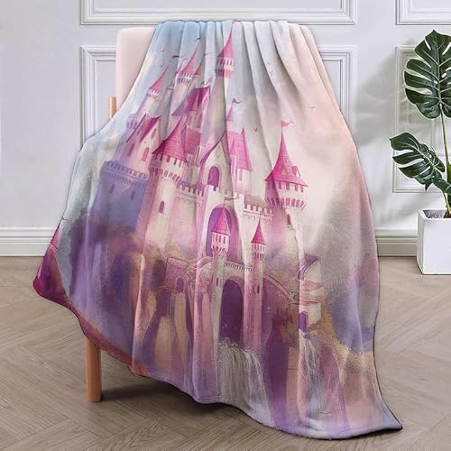 SJSXWQN Kuscheldecke Rosa Schloss Kuscheldecke Flauschig für Couch und Bett Weich Warme Mikrofaser Wohndecke Fleecedecke als Tagesdecke Sofadecke Couchdecke - 150x200 cm von SJSXWQN