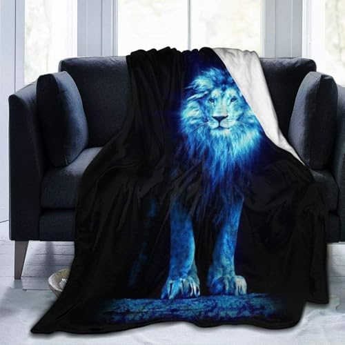 SJSXWQN Kuscheldecke Schwarzer LöWe Kuscheldecke Flauschig für Couch und Bett Weich Warme Mikrofaser Wohndecke Fleecedecke als Tagesdecke Sofadecke Couchdecke - 150x200 cm von SJSXWQN