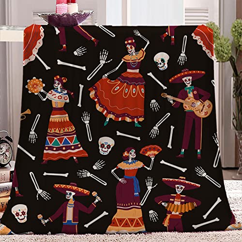 SJSXWQN Kuscheldecke Schwarzes Skelett Kuscheldecke Flauschig für Couch und Bett Weich Warme Mikrofaser Wohndecke Fleecedecke als Tagesdecke Sofadecke Couchdecke - 150x200 cm von SJSXWQN