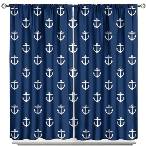 SJSXWQN Vorhang Blaues Boot Gardinen mit Ösen Vorhang Blickdicht Thermo Verdunklungsvorhänge Schiebegardinen für Schlafzimmer Wohnzimmer H 260 x B 140 cm 2er Set von SJSXWQN