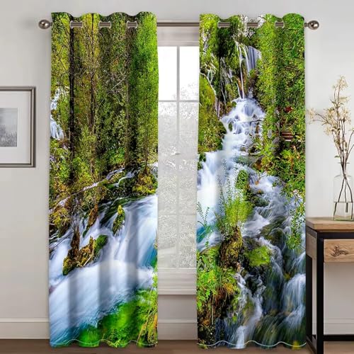 SJSXWQN Vorhang Fallen Gardinen mit Ösen Vorhang Blickdicht Thermo Verdunklungsvorhänge Schiebegardinen für Schlafzimmer Wohnzimmer H 260 x B 140 cm 2er Set von SJSXWQN