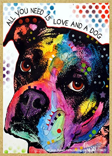 SJT ENTERPRISES, INC. Boxer SJT78620 Kühlschrankmagnete aus Holz mit Aufschrift "All You Need is Love & a Dog", Maße: 6,3 x 8,9 x 0,3 cm von SJT ENTERPRISES, INC.