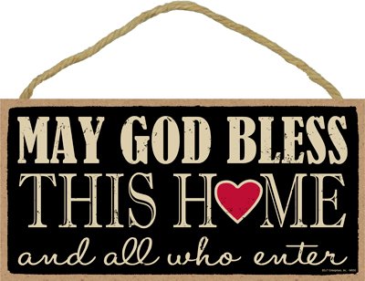 SJT PVC-Tafel, Aufschrift May God Bless This Home and All who Enter, 12,7 x 25,4 cm von SJT