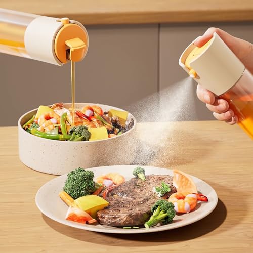 SJTJSPX 2 in 1 Ölsprüher Multifunktions Ölflasche 285ml Öl Sprühflasche für Kochen,Backen,Grillen und Salat Ölspray Olivenöl Ölflasche ausgießer und Sprüher(285ML) von SJTJSPX