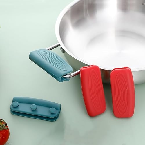 SJTJSPX Silikongriffe Töpfe 2 Paar Silikon Griffhalter,für Töpfe und Pfannen, Hitzebeständig Topfgriff Topflappen,Handclip rutschfest Klemmgriffen Küche Kochen Finger Schützen von SJTJSPX