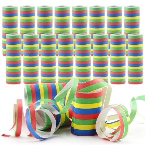 SJUNJIE 16 Rollen Papierschlangen Luftschlangen Bunt 18 Abschnitte Pro Rolle 4 Meter Luftschlangen Geburtstag Luftschlangen Set Geeignet für Die Dekoration von Geburtstagsfeiern und Hochzeiten von SJUNJIE