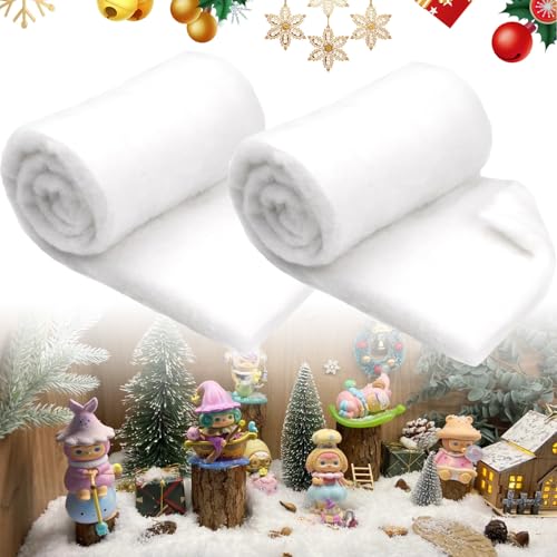 SJUNJIE 2 Stück Watte Deko Weihnachten 150x40cm Schneematte Deko Weihnachten Weich Watte Schnee Geeignet Zum Aufstellen Auf Tischen Kaminen Treppen Fenstern und Türrahmen von SJUNJIE