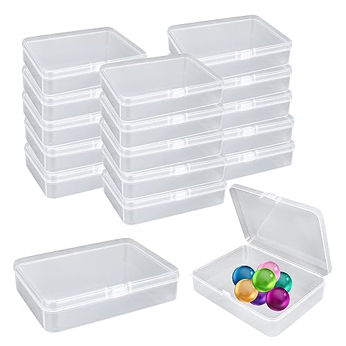 SJUNJIE 20 Stück Aufbewahrungsbox Klein,8,5×6,1×2,5 cm Mini Aufbewahrungsbox,Wiederverwendbar Klein Klare Plastikbox,Mini Rechteckige Kunststoffboxen zur Schmuck und Münzaufbewahrung von SJUNJIE