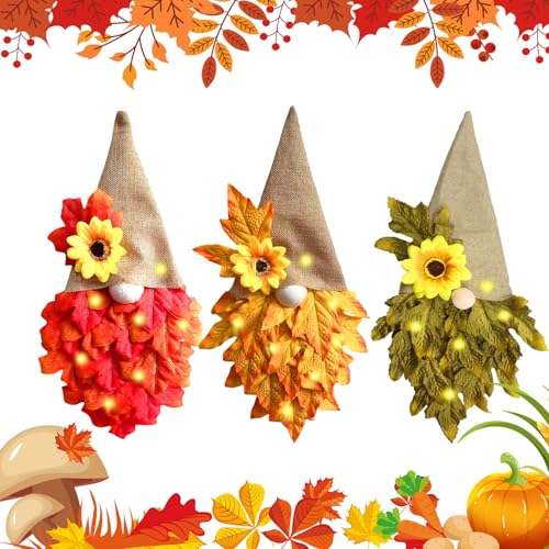SJUNJIE 3 Stück Herbstdeko 40 * 20cm Herbstdeko Wichtel Einzigartiges Design Artificial Wreath of Maple Leaves Geeignet Zum AufhäNgen Von Türen Wänden Terrassen Fluren und Kaminen von SJUNJIE