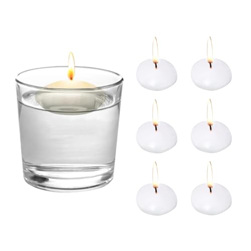SJUNJIE 6 Stück Schwimmkerzen 3,8x1,5cm Schwimmkerzen Weiss Atmosphäre Schwimmende Kerzen Geeignet für Hochzeiten Festivals Partys Heiratsanträge Restaurants und Badezimmer von SJUNJIE