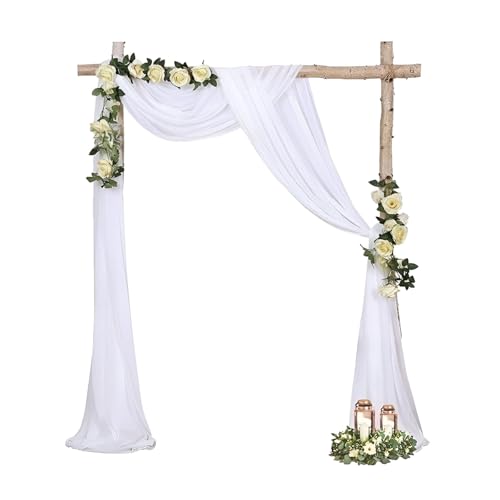 SJUNJIE Hochzeitsbogen Querbehang 160 x 800 cm Hochzeit Vorhang Chiffon Stoff Vorhang Weiß Querbehang für Fenster Traubogen Hochzeit Hochzeitsdeko Vorhang Korridor BüHnendekoration von SJUNJIE