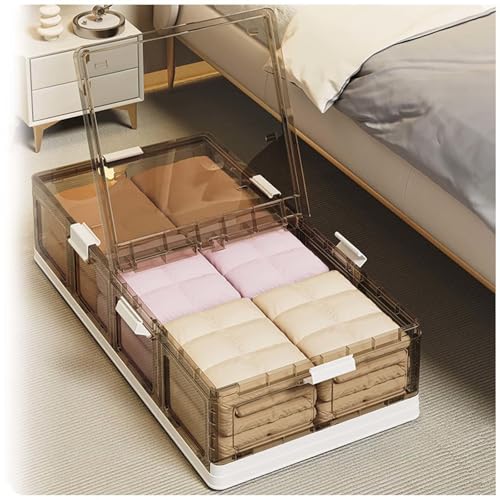 SJWJWOO Bettkasten mit Rollen Transparente mit Geteiltem Deckel, Bettschublade Auf Rollen 66L Boxen Unter Dem Bett für Kleidung, Schuhe, Bettdecken, Decken SJWJWOO Bettkasten mit Rollen Transparente mit Geteiltem Deckel, Bettschublade Auf Rollen 66L Boxen Unter Dem Bett für Kleidung, Schuhe, Bettdecken, Decken von SJWJWOO