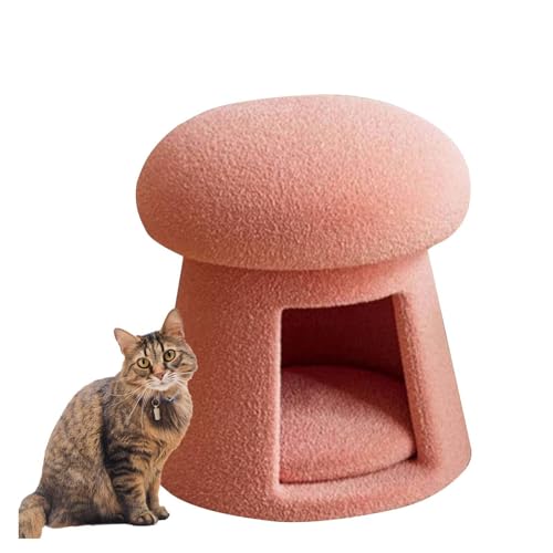 SJWJWOO Schminktisch Stuhl mit Katzenhöhle, Schmink Hocker Multi-use Kosmetikstuhl für Arbeitszimmer, Schlafzimmer,pink von SJWJWOO