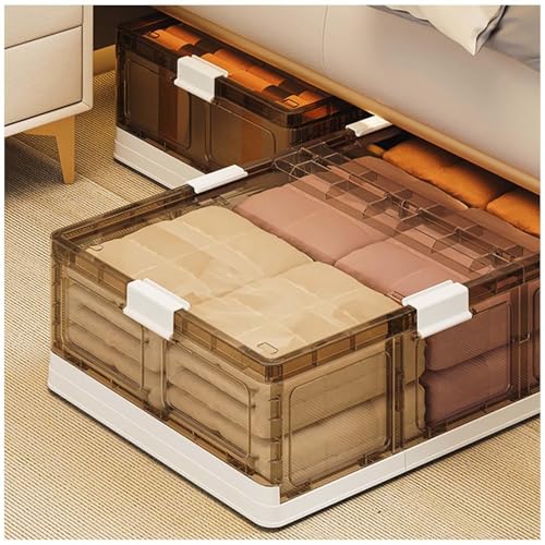 SJWJWOO Unterbett Aufbewahrung Transparente mit Deckel, Faltbare, Aufbewahrungsbox Unter Bett 66L Kleideraufbewahrung für Decken,Spielzeug, Kleidung, Schuhe von SJWJWOO