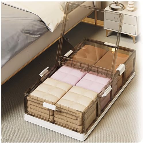 SJWJWOO Unterbett Aufbewahrung Transparente mit Deckel, Faltbare, Kleideraufbewahrung 66L Boxen Unter Dem Bett für Decken,Spielzeug, Kleidung, Schuhe von SJWJWOO