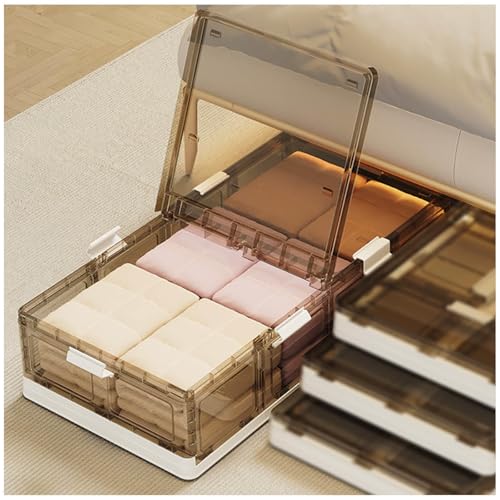 SJWJWOO Unterbett Aufbewahrung Transparente mit Deckel, Faltbare, Unterbettkommode mit Rollen 66L Aufbewahrung Unterm Bett für Kleidung Schuhe Decken Bettwäsche SJWJWOO Unterbett Aufbewahrung Transparente mit Deckel, Faltbare, Unterbettkommode mit Rollen 66L Aufbewahrung Unterm Bett für Kleidung Schuhe Decken Bettwäsche von SJWJWOO