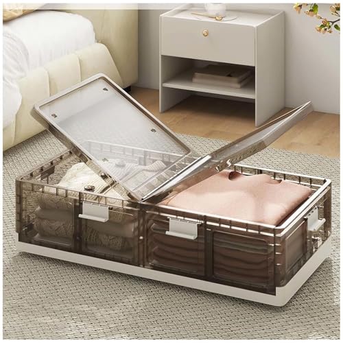 SJWJWOO Unterbettbox mit Rollen Transparente mit Geteiltem Deckel, Bettkasten Aufbewahrung 66L Stapelboxen Mit Deckel für Kleidung Schuhe Decken Bettwäsche SJWJWOO Unterbettbox mit Rollen Transparente mit Geteiltem Deckel, Bettkasten Aufbewahrung 66L Stapelboxen Mit Deckel für Kleidung Schuhe Decken Bettwäsche von SJWJWOO
