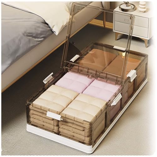 SJWJWOO Unterbettkommode mit Rollen Transparente mit Deckel, Faltbare, Aufbewahrung Unterm Bett 66L Underbed Storage Box für Bücher, Spielzeug, Kleidung, Schuhe SJWJWOO Unterbettkommode mit Rollen Transparente mit Deckel, Faltbare, Aufbewahrung Unterm Bett 66L Underbed Storage Box für Bücher, Spielzeug, Kleidung, Schuhe von SJWJWOO