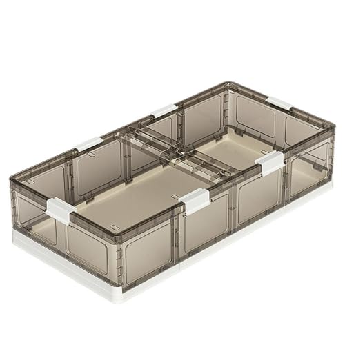 SJWJWOO Unterbettkommode mit Rollen Transparente mit Deckel, Faltbare, Unterbett Aufbewahrungsbox mit Rollen 66L Unterbettkommode Stabil für Kleidung Schuhe Decken Bettwäsche,transparent-1pack von SJWJWOO