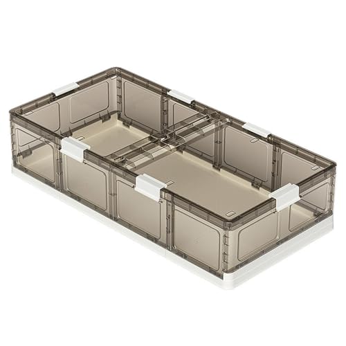 SJWJWOO Unterbettkommode mit Rollen Transparente mit Geteiltem Deckel, Aufbewahrung Unterm Bett 66L Unterbettbox Mit Rollen für Kleidung Schuhe Decken Bettwäsche,transparent-1pack von SJWJWOO