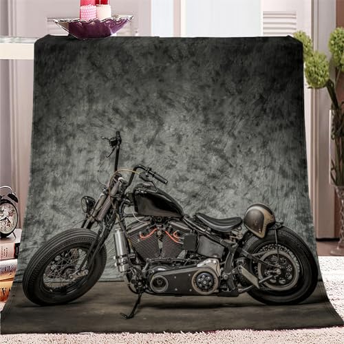 Kuscheldecke 130 x 150cm Retro-Motorradmuster 3D Druck Fleecedecke Flanelldecke Weich Wohndecke Sofadecke Zweiseitige Decke Für Kinder Jungen Erwachsene von SJYHNB