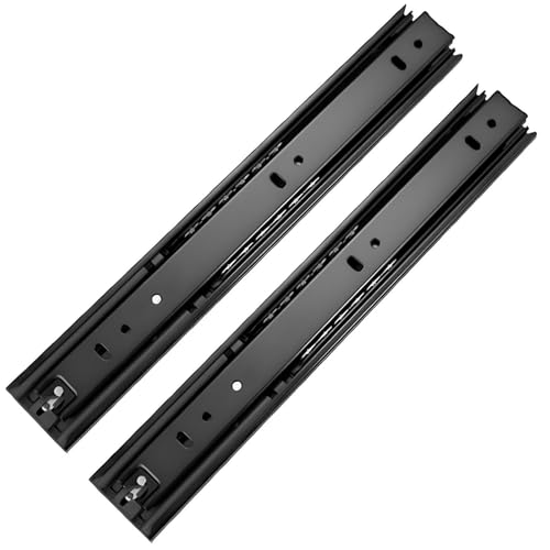 Hochleistungs-Schubladenschienen aus Metall mit Vollauszug, 3-teilige, seitlich montierte Vollauszugschienen, Rückprall aus kaltgewalztem Stahl(Black,60cm/23.6in) von SJZHUYUE