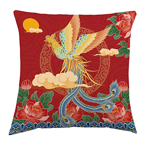 Kissenbezüge im chinesischen Stil mit Drachen und Phönix, Chengxiang, 2er-Pack dekorative Kissenbezüge, doppelseitig und mit unsichtbaren Reißverschlüssen (C)(D) von SJZHUYUE